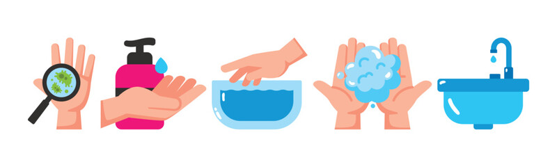 Illustration of proper hand washing techniques for disease prevention