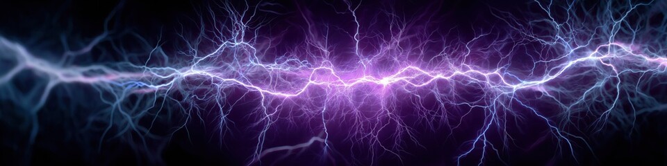 Fototapeta premium A vivid and dynamic image of a purple and blue electric storm with a multitude of sparks. The scene is filled with energy and movement, creating a sense of awe and wonder. The colors are vibrant