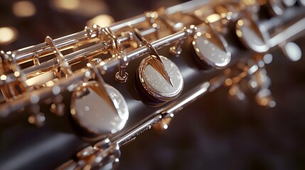Obraz premium Close-up view of a musical instrument's intricate mechanism.