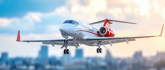 A high-speed air ambulance jet soaring through the sky, transporting a patient in need of urgent medical care.