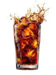 Glass of Cola with Splash on Transparent Background

