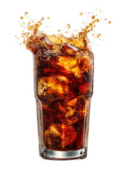 Glass of Cola with Splash on Transparent Background

