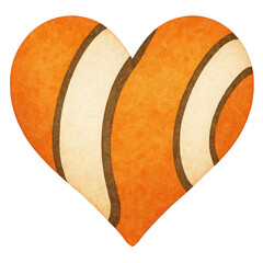 Cute heart-shaped design with orange and white stripes playful aquatic theme