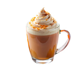 Spiced Caramel Latte with Whipped Cream isolated on transparent background