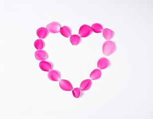 Heart made of rose petals over white background