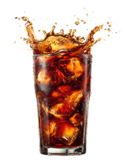 Glass of Cola with Splash on Transparent Background


