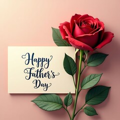 Happy Father's Day Greeting with Red Rose – High-Quality Card Design