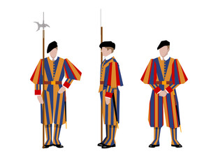 Pontifical Swiss Guard or the Papal Swiss Guard at the Vatican gates