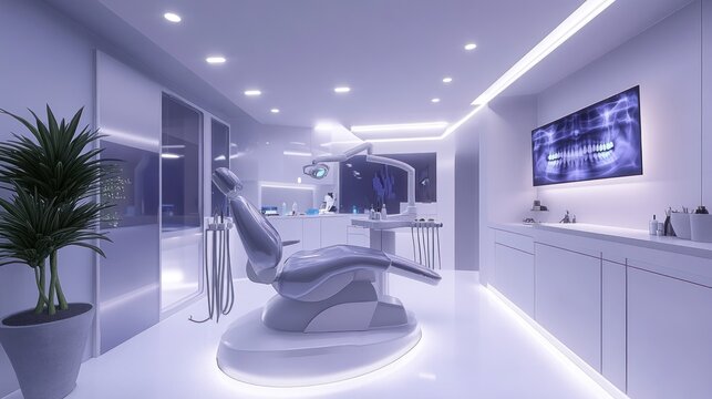 Modern, futuristic dental clinic interior