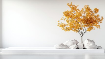 Obraz premium Minimalist autumn scene with a small tree