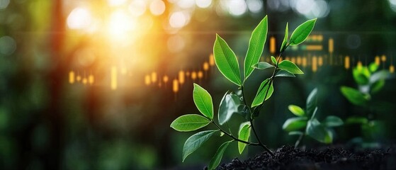 Conceptual of a carbon emissions trading market, enabling the exchange of carbon credits to incentivize green energy production and reduce environmental impact
