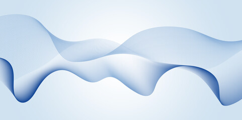 Abstract wavy line banner on white and blue gradient background.