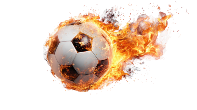 Soccer Ball with Fire Transparent Background

