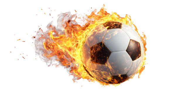 Soccer Ball with Fire Transparent Background

