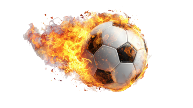 Soccer Ball with Fire Transparent Background

