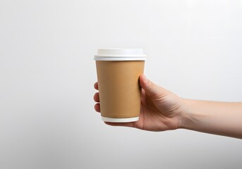 Fototapeta premium Hand holding brown paper coffee cup