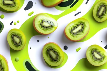 Fototapeta premium Kiwi slices pattern