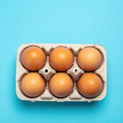 A dozen fresh, brown eggs nestled securely in a classic cardboard egg carton, showcasing their smooth, speckled shells and natural hues.