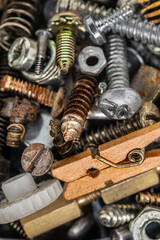 Old, rusty screws in the foreground