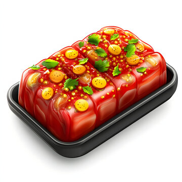 red glazed meat dish on black tray clip art preview
