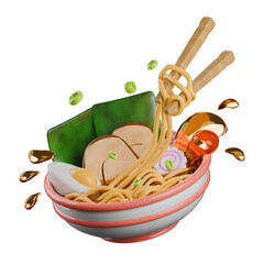 a bowl of ramen spicy japan anime 3D icon food png