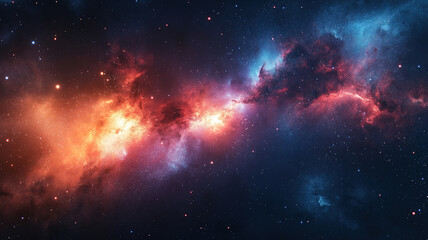 Naklejka premium Space panorama showcasing a galaxy with countless stars and nebulae from the cosmos