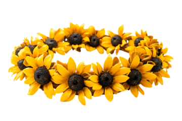 Sunflower Wreath Circle on Transparent Background