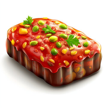 glazed meatloaf with peas and parsley clip art preview