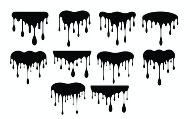 Dripping Paint Silhouettes Vector Set – Black Liquid Shapes for Creative Design