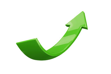 3d green arrows curving upward isolated on transparent background 