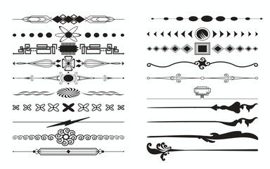 Black and White Line Ornament Vector Set – Decorative Elements with Geometric and Abstract Styles