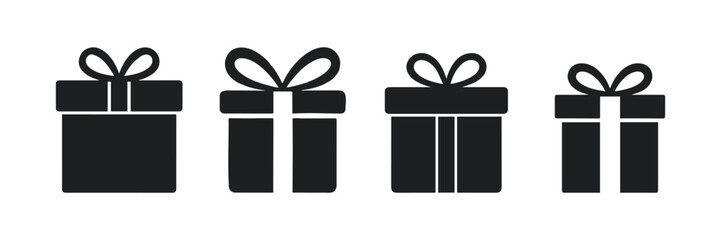 Set of gift boxes with ribbons, Vector illustration.	