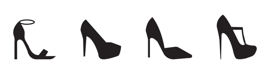 High Heel Shoe Icon silhouette vector illustration