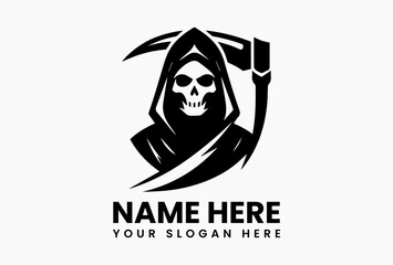 Stylized Grim Reaper Vector Graphic. Macabre Fantasy Design