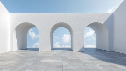 White Archways With Blue Sky View