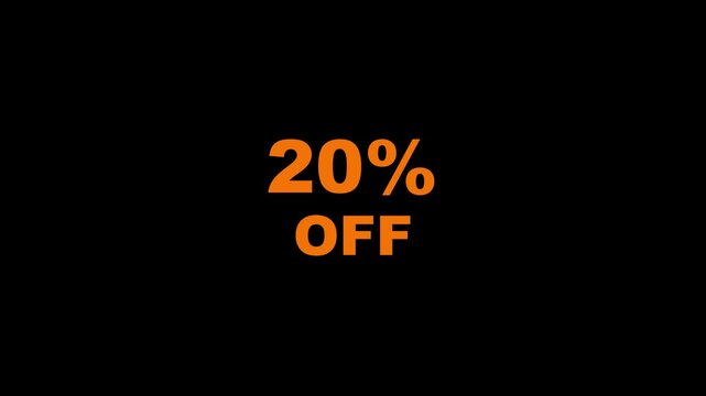 20% OFF Text animate business footage background. Video animation for discount 20% off, suitable for business promotion.