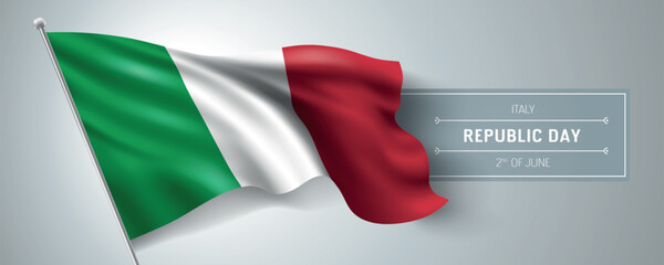 Italy happy republic day greeting card, banner vector illustration.