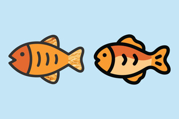 Cartoon Fish Vector Icons Illustration.