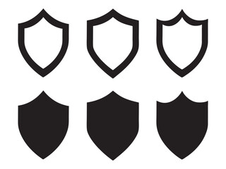 Shield icon vector set, Set of shields silhouette, Protect shield security icon, Vector illustration