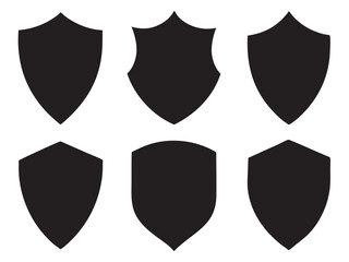 Shield icon vector set, Set of shields silhouette, Protect shield security icon, Vector illustration