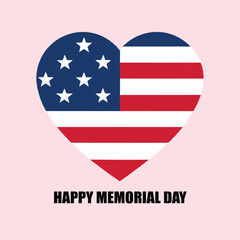 American Flag Heart Memorial Day