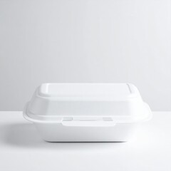 A sleek, white plastic container with a secure lid, perfect for storage or organization, featuring a smooth surface and a minimalist design.