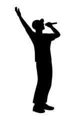 Man singing, Singer Performing on Stage silhouette, Vocalist singing to microphone