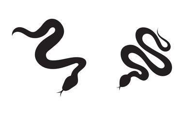 Obraz premium Vector monochrome tangled snake set. Collection of black outline and silhouette pythons with plant decoration isolated from background. Symbol of Chinese New Year for icons, logos