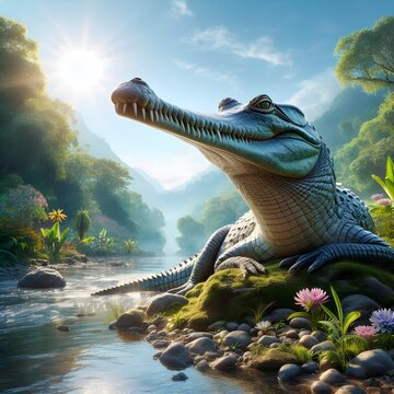 "Darya Ka Baadshah: Suraj Ki Roshni Mein Aaram Farma Gharial"