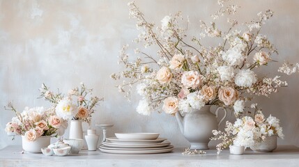 Elegant floral arrangement on a light beige surface.