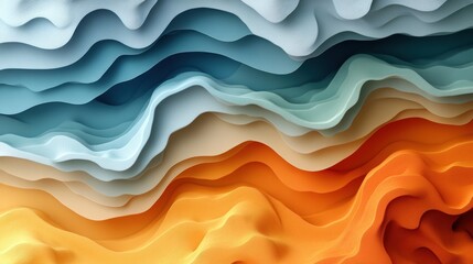 Obraz premium Abstract Waves of Colorful Textures in Layers of Blue and Orange