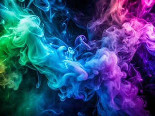 Fototapeta premium Vibrant Purple, Blue & Green Smoke Abstract Background - High Resolution Stock Photo