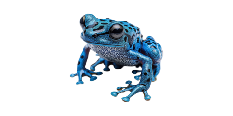 Blue Poison Dart Frog. Vibrant Amphibian Showcasing Unique Patterns And Colors Isolated On Transparent Background