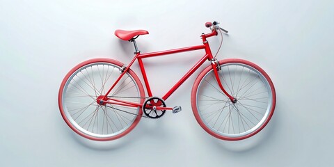 Fototapeta premium Vibrant Red Bicycle Studio Shot - Clean Minimalist Background